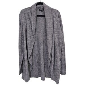 Barefoot‎ Dreams CozyChic Lite Cardigan Sweater Women 1X Light Gray Open Front